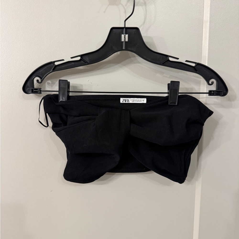 Zara Elegant Black Strapless Top with Bow